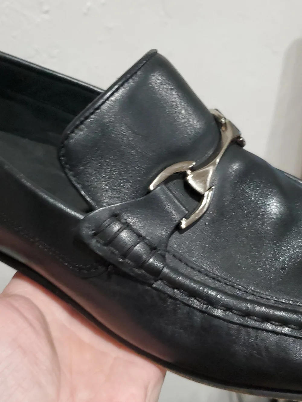 Donald J. Pliner Dannie Black Leather Slip-On Horsebit Loafer